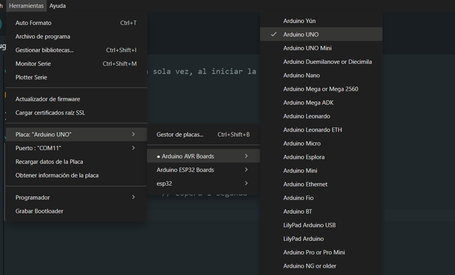 configuración Arduino Uno