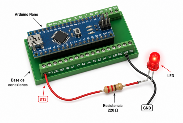 circuito Básico con Arduino nano y Base